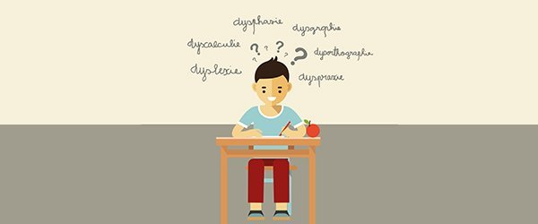 Dysphasie, dyscalculie, dyslexie, dysgraphie, dysorthographie, dyspraxie.