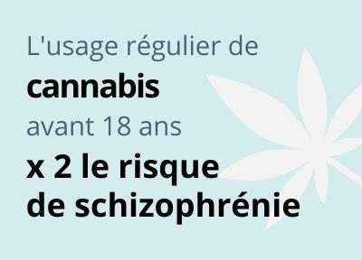 L'usage régulier de cannabis avant 18 ans, multiplie par 2 le risque de schizophrénie.